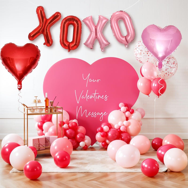 Froova Red XOXO Heart Balloons 6 Pcs Valentines Day Balloons Red Pink Gold Heart Shaped Balloon XOXO Balloon Letters for Girls Women Anniversary Sweet Valentine Day Romantic Decor Special Night Party - Image 4