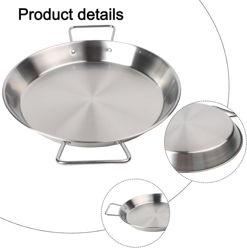 User feedback upgraded quality Stainless Steel Paella Pan with Double Handle, Modern Stainless Steel Flat Bottom Cooking Pot with Ergonomic Handles Perfect for Preparing Delicious Meals(28CM) Wide range expanded design - Image 4
