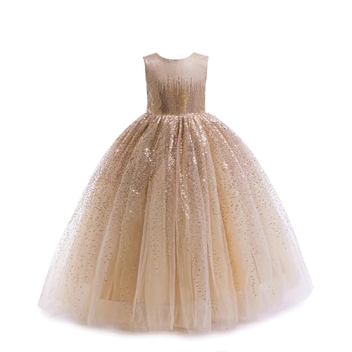 DPKM Flower Girls Sequin Dress Bridesmaid Sparkle Formal Wedding Party Birthday Kids Pageant Princess Prom Ball Gown - Image 1