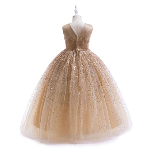 DPKM Flower Girls Sequin Dress Bridesmaid Sparkle Formal Wedding Party Birthday Kids Pageant Princess Prom Ball Gown - Image 3