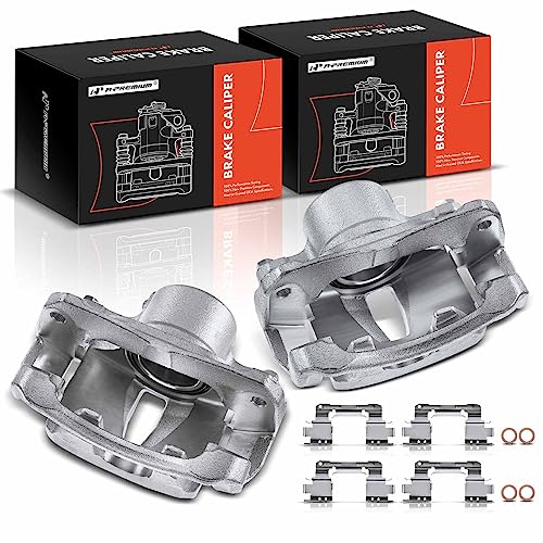 A-Premium Disc Brake Caliper Assembly with Bracket Compatible with Select Toyota Models - Camry 2002 2003 2004 2005 2006, L4 2.4L, V6 3.0L - Front Driver and Passenger Side, 2-PC Set - Image 1