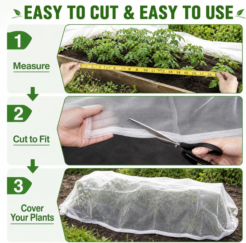 Rainflow Garden Netting Pest Barrier - 10x5 FT Insect Netting for Garden Netting for Garden Protection Garden Mesh Netting Plant Netting Row Covers Garden Bed Cover Plant Cover - Image 4