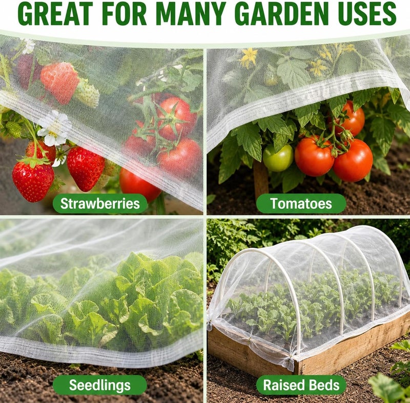 Rainflow Garden Netting Pest Barrier - 10x5 FT Insect Netting for Garden Netting for Garden Protection Garden Mesh Netting Plant Netting Row Covers Garden Bed Cover Plant Cover - Image 5