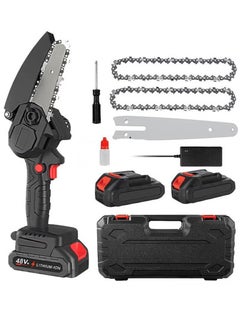 Generic Upgraded Mini Chainsaw 6 Inch Electric Chainsaw 48V Battery Powered 1500mAh Battery One-Hand Portable Electric Saw for Wood Cutting Tree Branch Trimming Wood Cutting Gardening  - Image 1