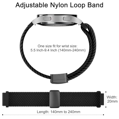 Meliya Magnetic Braided Bands for IDW13,IDW16,IDW19 Smartwatch Bands, 22mm Soft Nylon Replacement Strap for Fitpolo IDW13/Woneligo W13/FITVII HM57, ENOMIR/TOOBUR/MILOUZ/Gydom/Faweio/Veryfit IDW19 Smartwatch for Women Men (Black) - Image 5