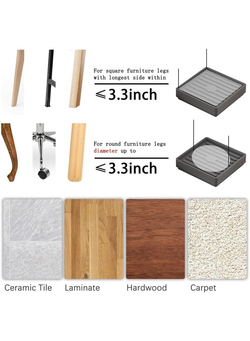 موثوقية التنبؤ رافعات أسرة شديدة التحمل، مجموعة من 8 رافعات أثاث قابلة للتكديس، قابلة للتعديل من 0.5 إلى 2 بوصة، وسادات مانعة للانزلاق للغرف الجماعية والطاولات والأرائك والكراسي - Image 4