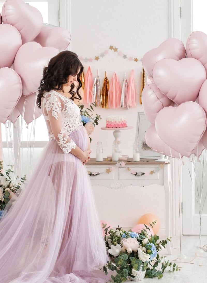 بيوينتي بالونات هيليوم على شكل قلب بلون بينك فاتح عبوة من 20 قطعة قلوب زهري كريمي لعيد ميليجر - Image 3