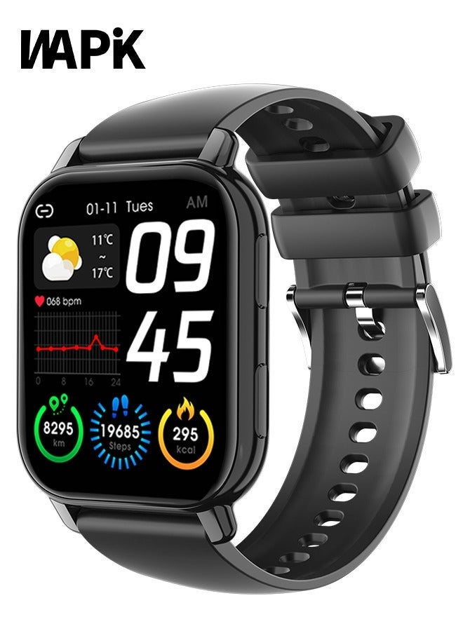 WAPIK Korean Brand P5S Smart Watch,Business Smartwatch,Waterproof Fitness Watch, Bluetooth Calling,Smart watch for Men, Zinc Alloy Vacuum Plating, Heart Rate Monitoring,Smart watch for women Black - Image 1