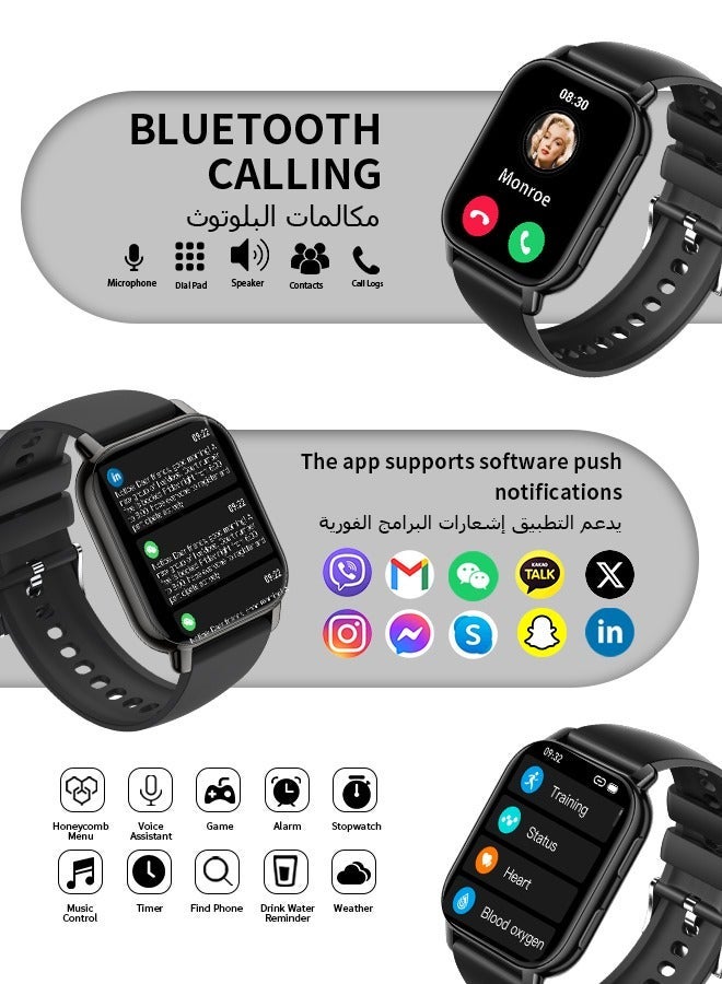 WAPIK Korean Brand P5S Smart Watch,Business Smartwatch,Waterproof Fitness Watch, Bluetooth Calling,Smart watch for Men, Zinc Alloy Vacuum Plating, Heart Rate Monitoring,Smart watch for women Black - Image 2