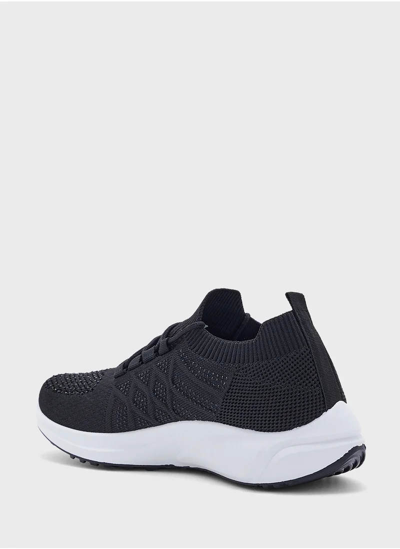 جينجر Diamante Breathable Knit Sneakers