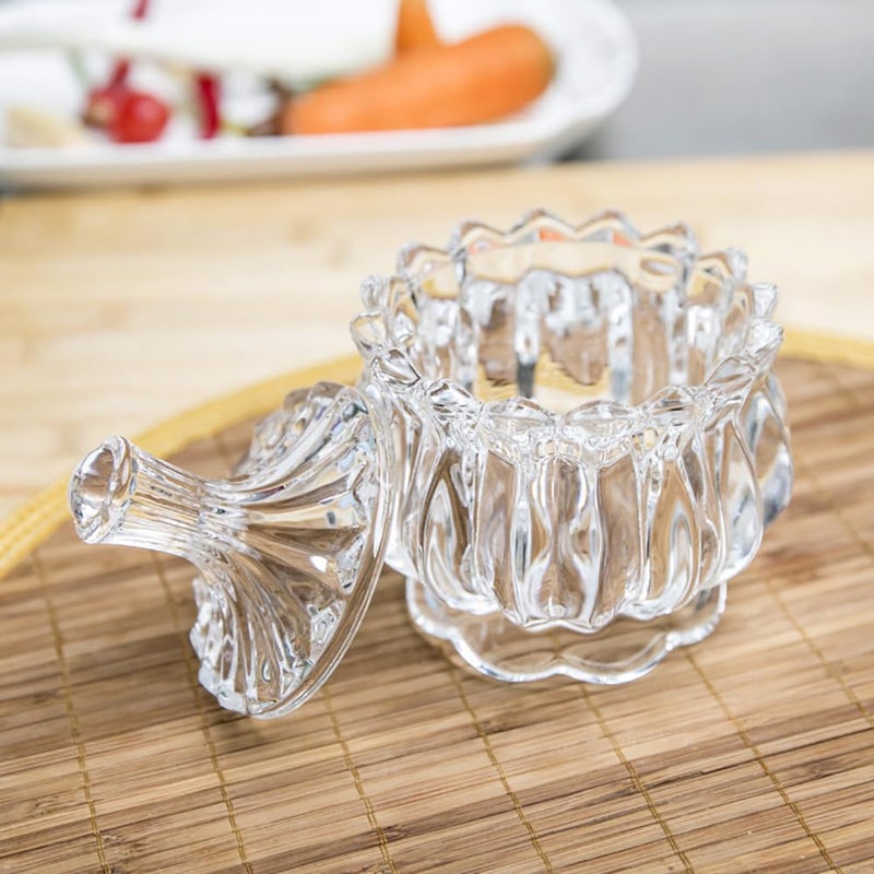 EWEIGEER Colorful Crystal Glass Candy Snack Barrel Storage Jar Embossed Luxury Cookie Buffet Canister With Lids Jewelry Box Jar Biscuit Containers(Clear) - Image 5