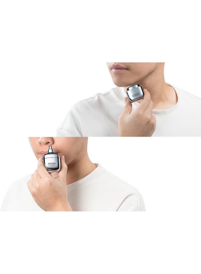 Yoose Electric Shaver Portable Two-In Nose Hair Trimmer And Razor Birthday New Year Gift For Boyfriend Husband Beard Trimmer With National Subsidy D1-T Silver Plated - Image 2