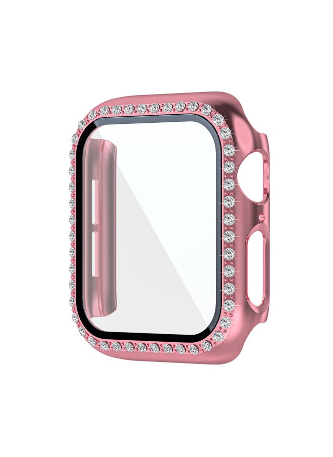 Generic - Suitable For Apple Watch Protective Case Watch Series2-10/SE Watch Single Row Diamond Tempered Film-Color:Single Row Drill Hollow Starlight Color (without Glass)-Exterior Dimension:S2/3- 42mm With Packaging - Image 1