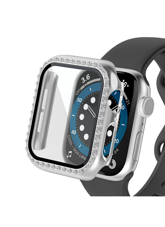 Generic - Suitable For Apple Watch Protective Case Watch Series2-10/SE Watch Single Row Diamond Tempered Film-Color:Single Row Drill Hollow Starlight Color (without Glass)-Exterior Dimension:S2/3- 42mm With Packaging - Image 1