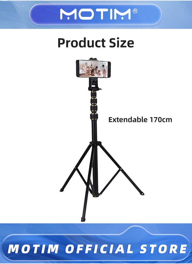 Motim - 1.7m Phone Tripod Stand with Remote and Phone Holder Tripod Stand for Phone & Camera Compatible with iPhone Android Phones - Image 1