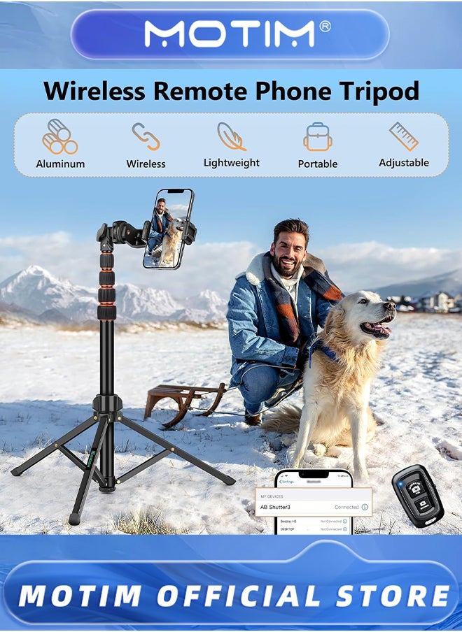 Motim - 1.7m Phone Tripod Stand with Remote and Phone Holder Tripod Stand for Phone & Camera Compatible with iPhone Android Phones - Image 1