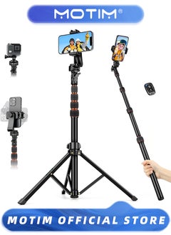 1.7m Phone Tripod Stand with Remote and Phone Holder Tripod Stand for Phone & Camera Compatible with iPhone Android Phones