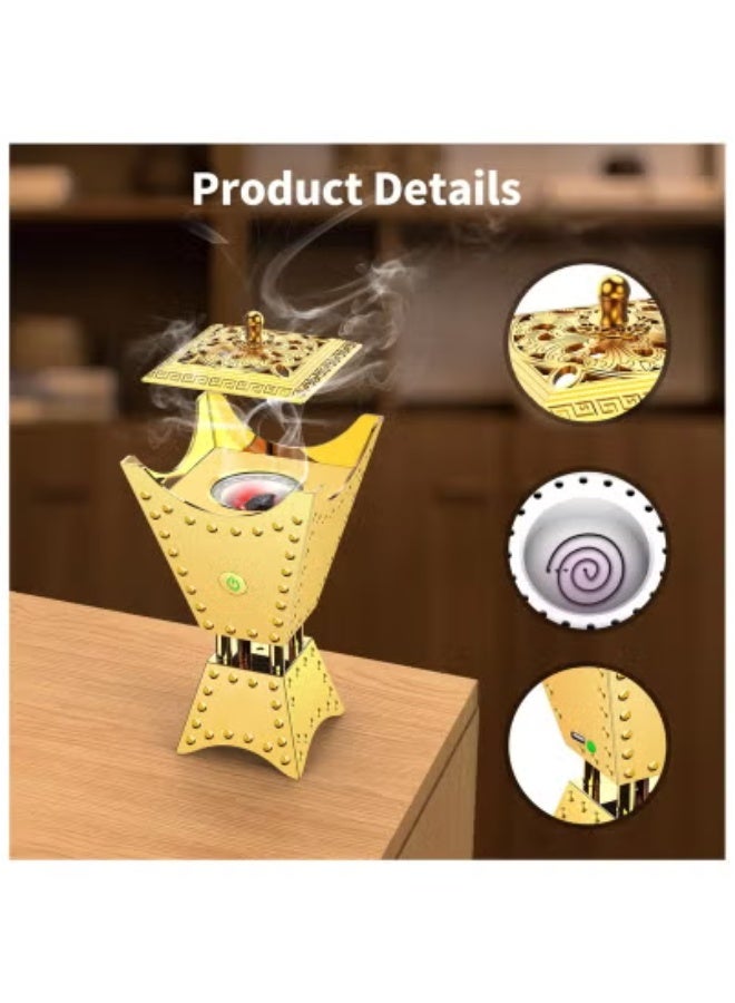 JAJEEK Luxury Electric Bakhoor Burner – USB Rechargeable Oud & Incense Diffuser for Car, Home & Office | Adjustable Heat Settings | Portable Aromatherapy Burner for Bukhoor | Elegant & Safe Electric Mabkhara with Smokeless Heating Technology - Image 4