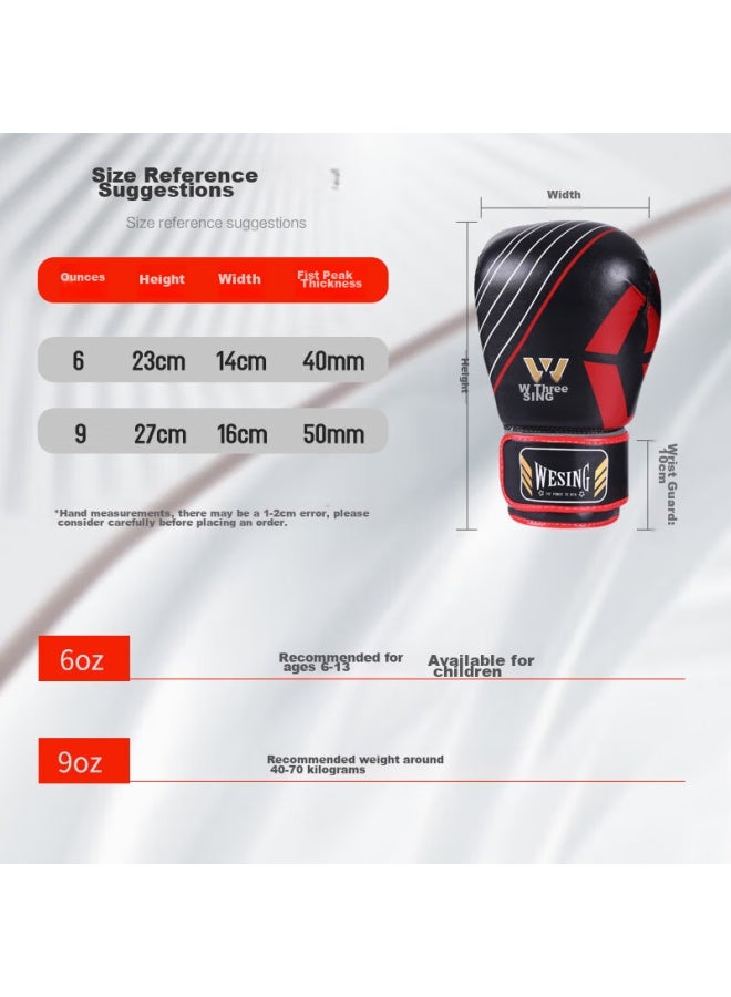 Nine Day Mountain Jiurishan Boxing Gloves, Adult Sanda Fighting Punching Bag Gloves, Men And Women Combat Compeion Training Equipment, Black And Red - Image 1