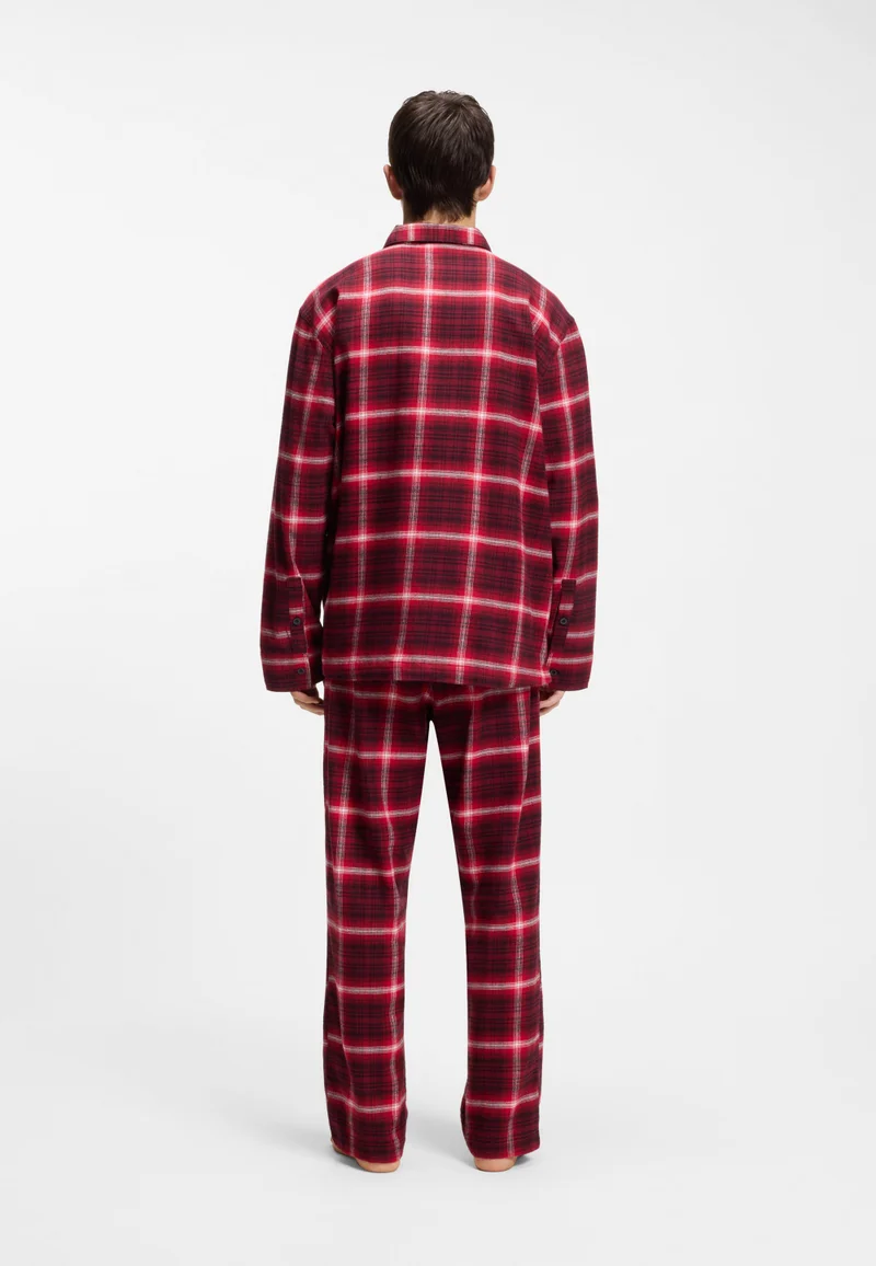 هوجو Checked-cotton pyjamas with logo labels