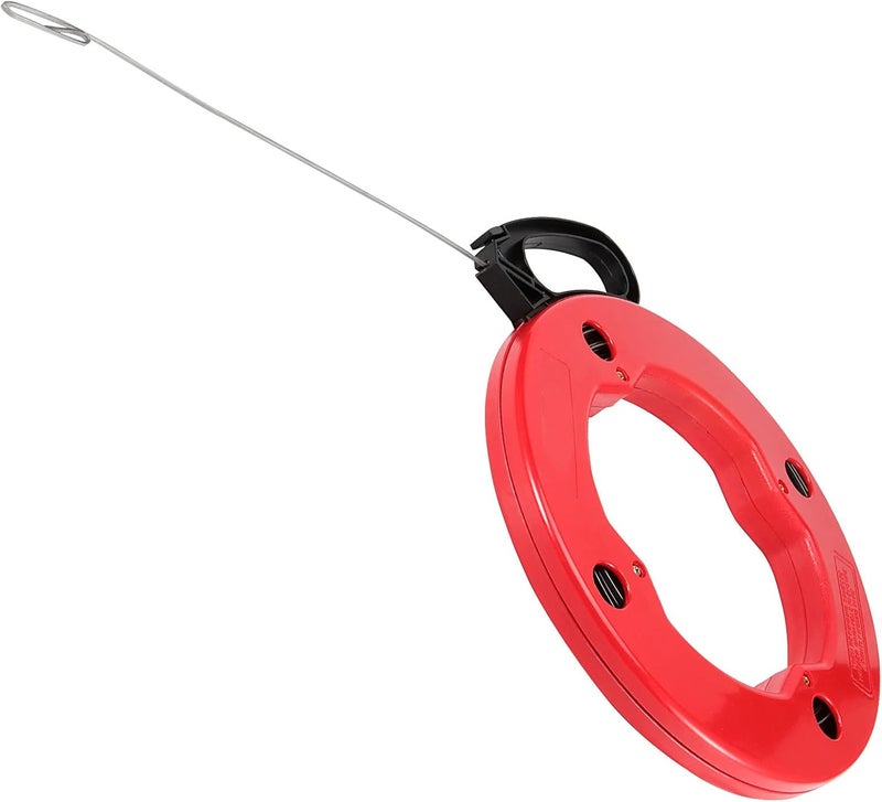 JAPCHET JAPCHET 18 Inch x 200 Ft Fish Tape Electrical Fish Tape Steel Wire Puller with Highimpact Plastic Case and Double Loop Tip for Electric or Communication Wire Puller Red  - Image 5