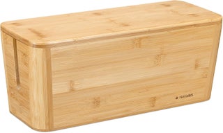 Navaris Cable Tidy Box  Bamboo Cable Storage Box Organizer for Wires Cables Extension Sockets Chargers and Power Plug Cords  155 x 63 x 63 - pzsku/Z0674679CF762E1D5B781Z/45/1747233899/7ed516c7-8296-465c-a26f-594fb9bbe651