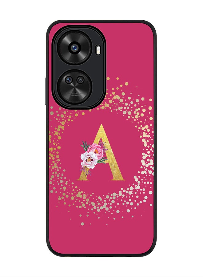 Stylizedd Rugged Black edge case for Huawei nova 12 SE / Huawei nova 11 SE 4G,Custom Monogram Initial Letter Floral Pattern Alphabet - A (Deep Pink Rose)  - Image 1