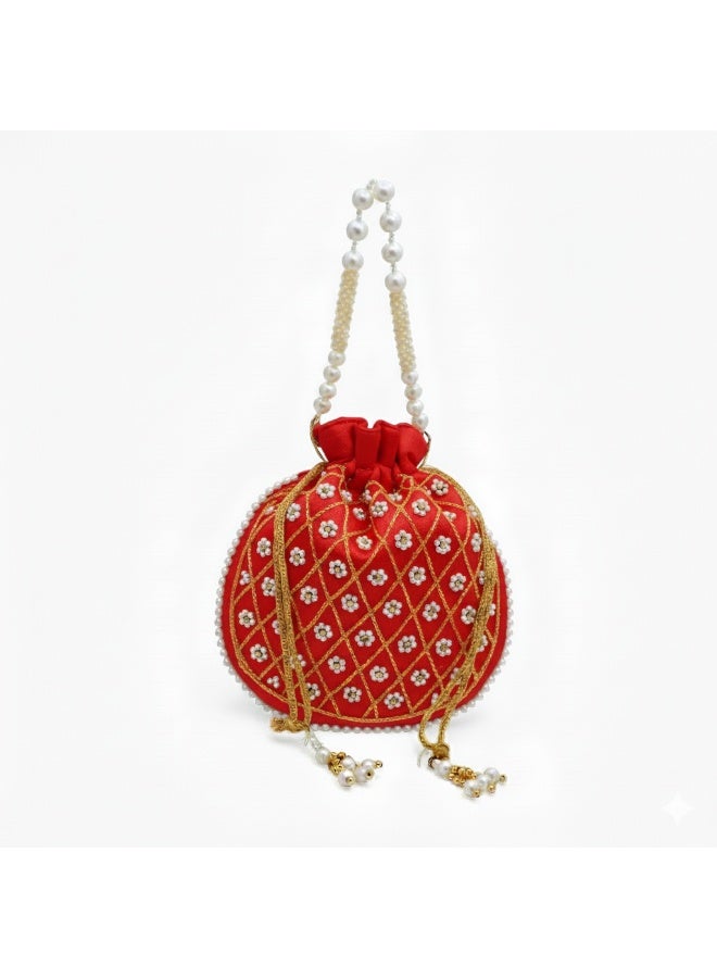 Handcrafted Velvet Potli Bag for Women Traditional, Perfect for Weddings & Special Occasions - Image 1