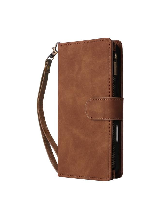 اس-توب جراب هاتف iPhone 16 Pro Max Crossbody مع محفظة متعددة الفتحات للبطاقات وسحاب من الجلد - Image 2