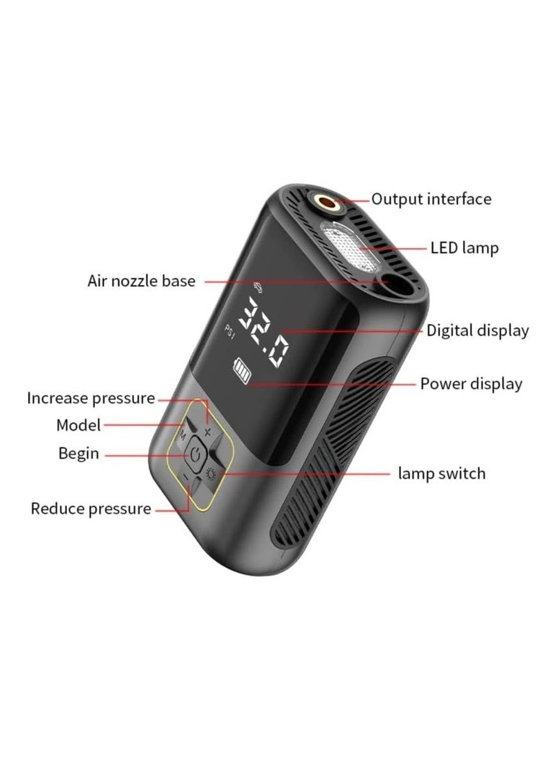 Gulf Trend Portable Car Air Pump | Digital Tire Inflator with LED Display, 150 PSI, Rechargeable USB-C | Cordless Air Compressor for Car, Motorcycle, Bike, Sports Balls & Inflatables - Image 2