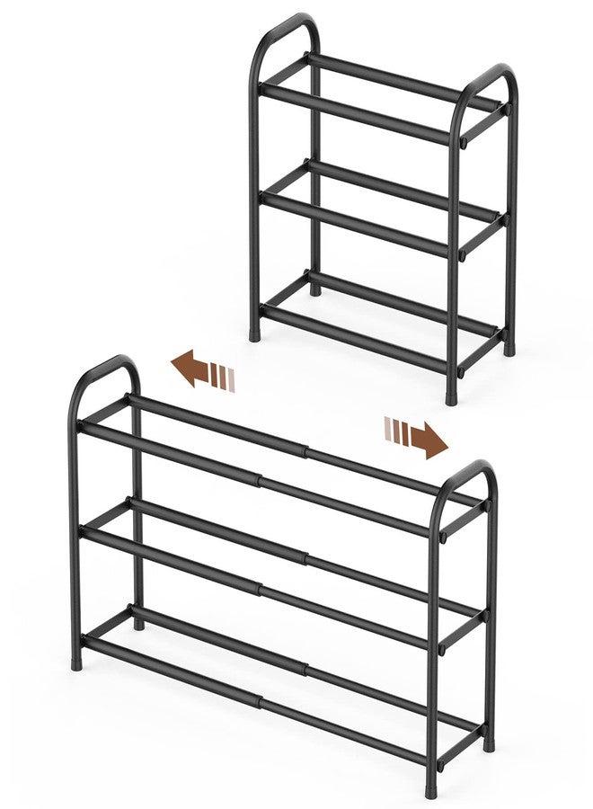 Gonfoam 3-Tier Expandable Shoe Rack,Adjustable Shoe Shelf Storage Organizer Heavy Duty Metal Free Standing Shoe Rack for Entryway Closet Doorway (Black) - Image 1