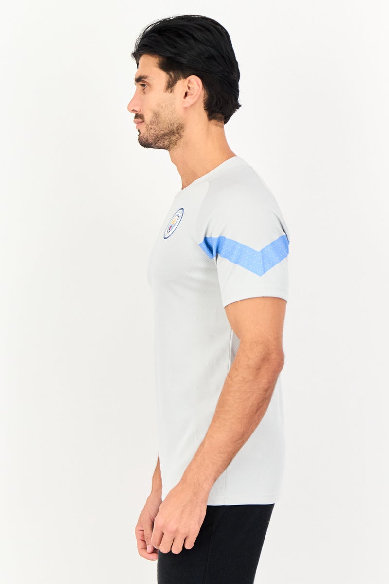 PUMA Men Slim Fit Short Sleeve  Man City Training Jersey Shirt, Grey - Image 3