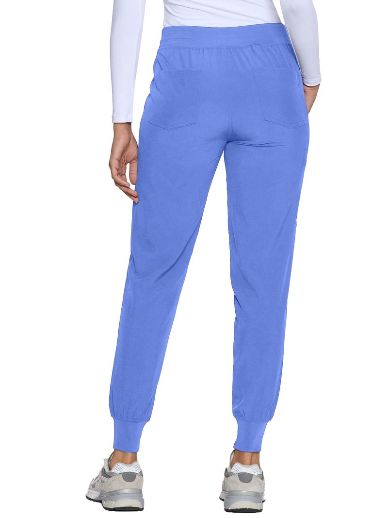 COZYFIT Womens Scrub Pants - Soft Stretch Yoga Style with 5 Pockets, Slim Fit Jogger Scrubs Pants for Women - Ceil Blue,M - Image 3
