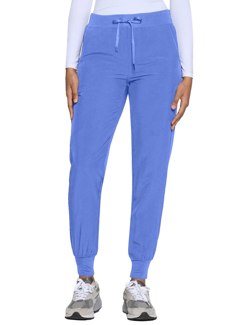 COZYFIT Womens Scrub Pants - Soft Stretch Yoga Style with 5 Pockets, Slim Fit Jogger Scrubs Pants for Women - Ceil Blue,M - Image 2