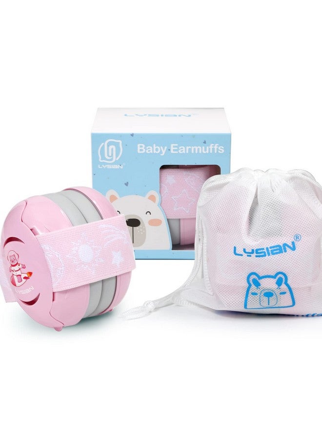 LYSIAN Pink Baby Ear Muffs Noise Cancelling with Elastic Headband, Baby Headphones Earmuffs for Infant Hearing Protection Sleeping, Nap, Travel, Games, Festival - Image 2