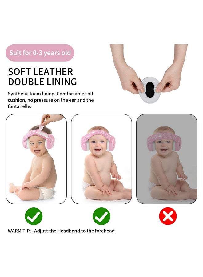 LYSIAN Pink Baby Ear Muffs Noise Cancelling with Elastic Headband, Baby Headphones Earmuffs for Infant Hearing Protection Sleeping, Nap, Travel, Games, Festival - Image 4