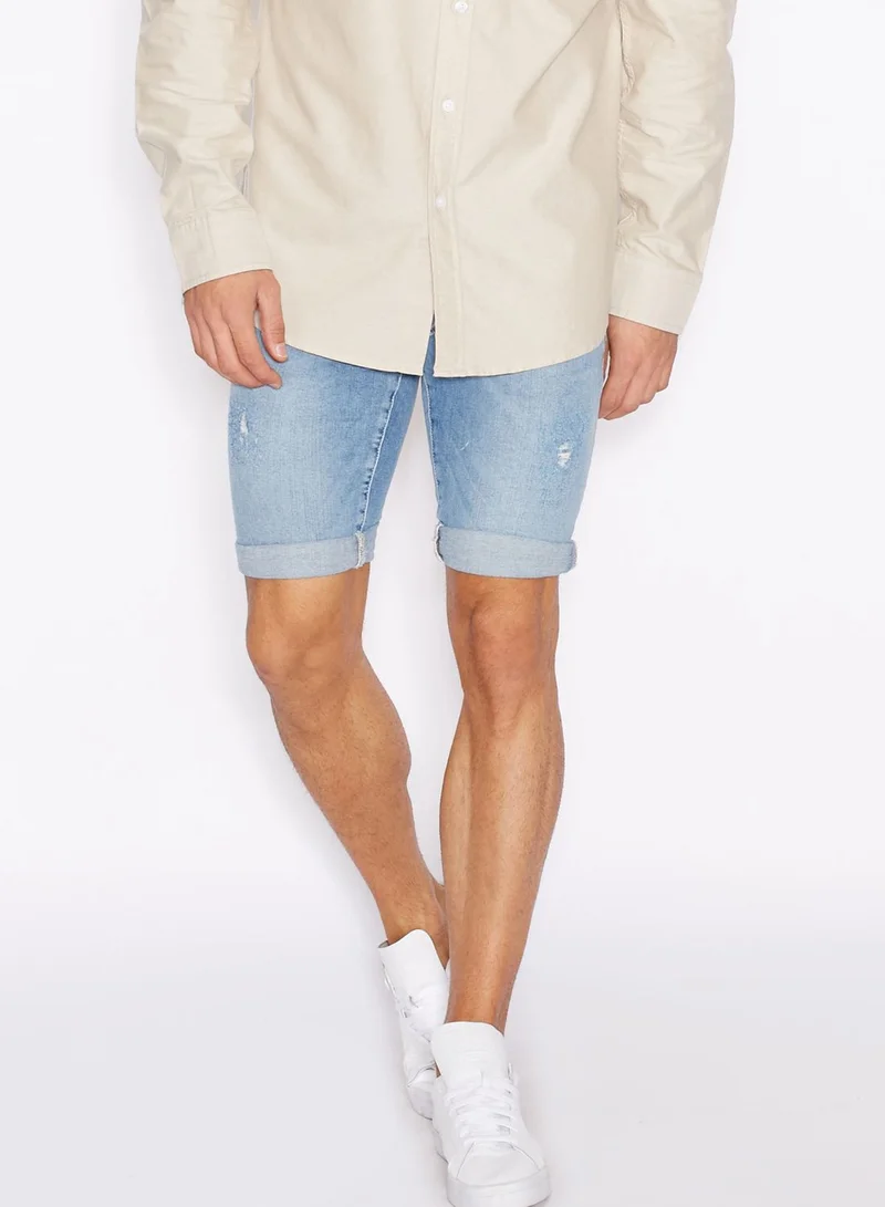 TOPMAN Distressed  Denim Shorts