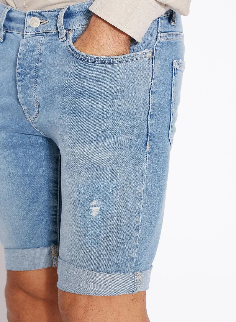 TOPMAN Distressed  Denim Shorts