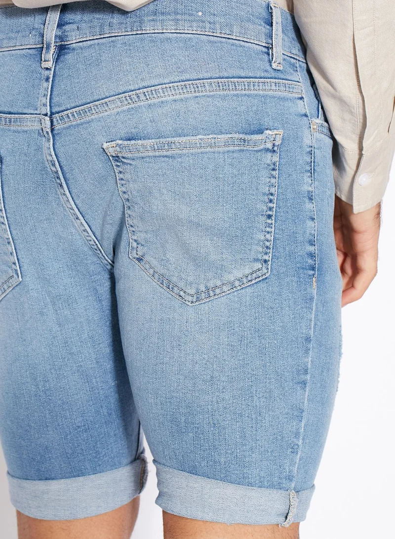 TOPMAN Distressed  Denim Shorts