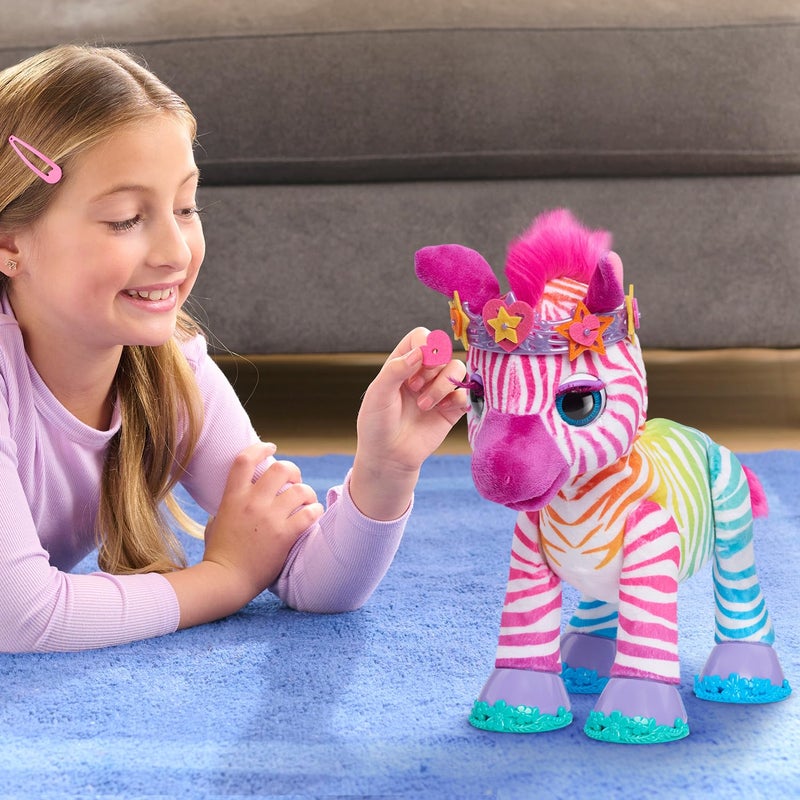 furReal Zenya My Rainbow Zebra Interactive Plush with Accessories, 22-pieces, Pretend Play, Kids Toys for Ages 4 Up by Just Play - Image 2