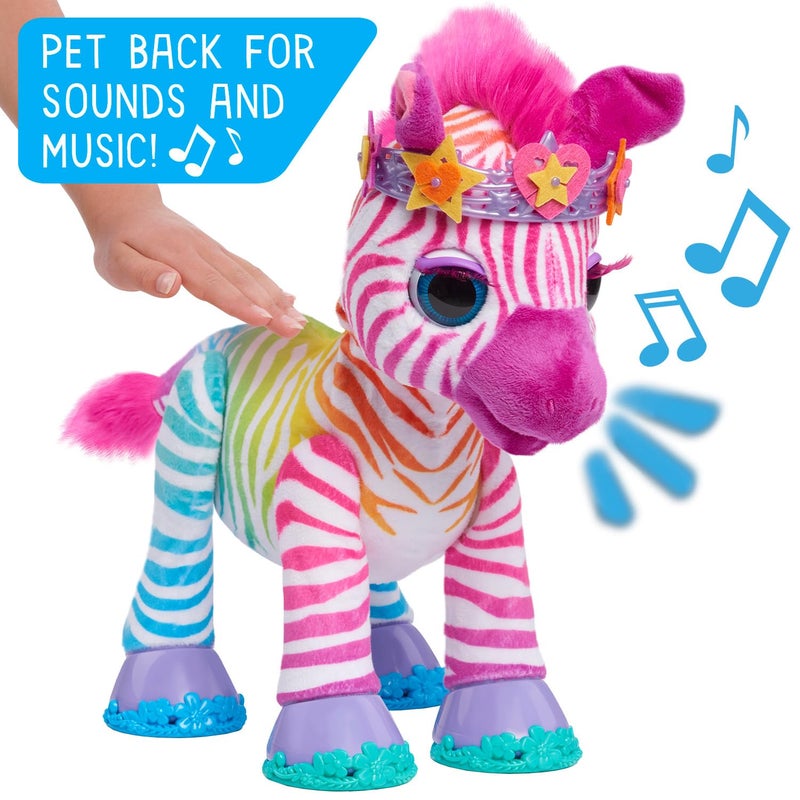 furReal Zenya My Rainbow Zebra Interactive Plush with Accessories, 22-pieces, Pretend Play, Kids Toys for Ages 4 Up by Just Play - Image 3