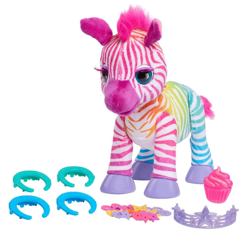 furReal Zenya My Rainbow Zebra Interactive Plush with Accessories, 22-pieces, Pretend Play, Kids Toys for Ages 4 Up by Just Play - Image 1