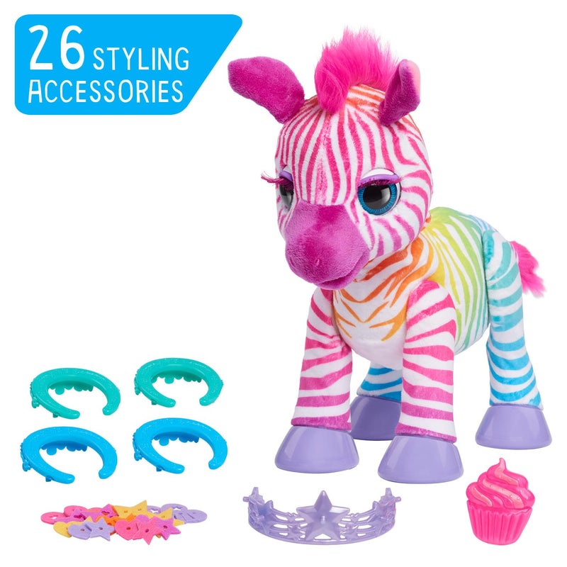 furReal Zenya My Rainbow Zebra Interactive Plush with Accessories, 22-pieces, Pretend Play, Kids Toys for Ages 4 Up by Just Play - Image 5