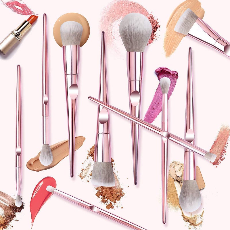 Ruby Face RUBYFACE Makeup Brushes 10 Piece Makeup Brushes Premium Synthetic Eyeshadow Contour Highlight Foundation Professional Makeup Brush Set with Cosmetic Bag for Women  Pink - Image 4