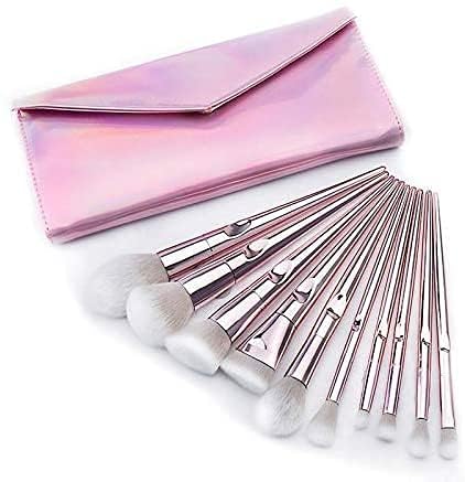 Ruby Face RUBYFACE Makeup Brushes 10 Piece Makeup Brushes Premium Synthetic Eyeshadow Contour Highlight Foundation Professional Makeup Brush Set with Cosmetic Bag for Women  Pink - Image 1