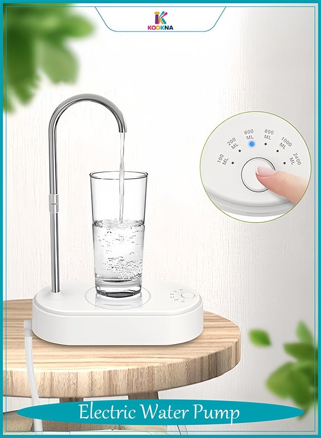كوكنا مضخة موزع مياه كهربائية بتحكم باللمس، 6 مستويات تدفق محددة، فوهة دوّارة 360 درجة، قابلة للشحن Type-C، مؤشر LED أزرق، لون أبيض - Image 1
