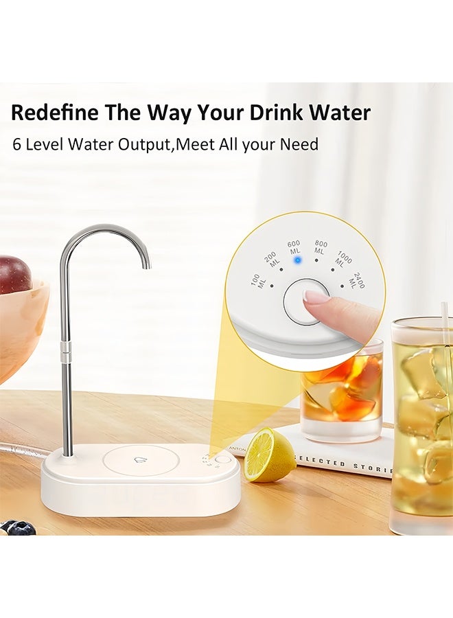 كوكنا مضخة موزع مياه كهربائية بتحكم باللمس، 6 مستويات تدفق محددة، فوهة دوّارة 360 درجة، قابلة للشحن Type-C، مؤشر LED أزرق، لون أبيض - Image 3