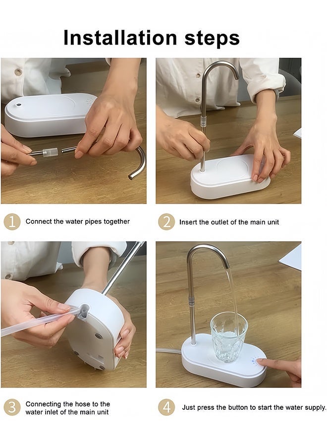 KOOKNA Water Pump Electric, Desktop Water Pump, Touch Control Water Pump Machine with 6-Level Output, 360° Rotatable Dispenser Pump for Countertop, USB Rechargeable, White - Image 5