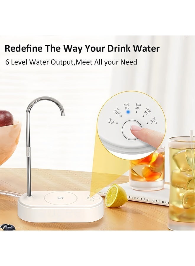 KOOKNA Water Pump Electric, Desktop Water Pump, Touch Control Water Pump Machine with 6-Level Output, 360° Rotatable Dispenser Pump for Countertop, USB Rechargeable, White - Image 3
