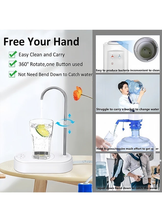 KOOKNA Water Pump Electric, Desktop Water Pump, Touch Control Water Pump Machine with 6-Level Output, 360° Rotatable Dispenser Pump for Countertop, USB Rechargeable, White - Image 4
